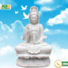 Phật quan âm ngồi đài sen- đá trắng