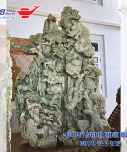 Phù điêu đá xanh ngọc nguyên khối -Tranh phù điêu đá NBS-PDD 256