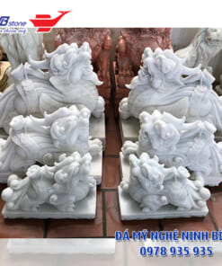 Cặp tỳ hưu đá trắng NBS-TH216 - Tượng tỳ hưu phong thủy bằng đá