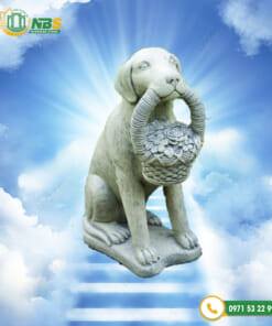 Tượng chó đá ngậm giỏ hoa phong thuỷ NBS-TCĐ 255