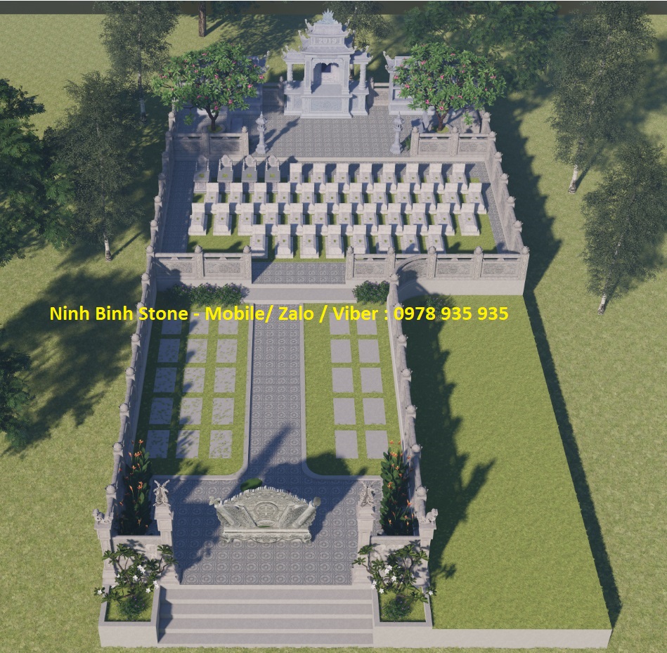  Khu mẫu lăng mộ nhà mồ 600m2 năm được Ninh Bình Stone thiết kế trong năm 2019