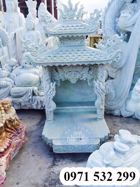 Ban thờ Thần Tài bằng đá trắng NBS004 - Ninh Binh Stone