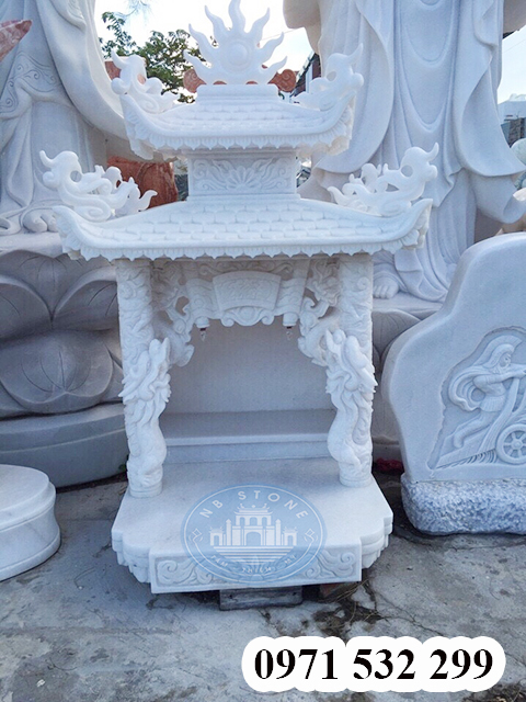 Ban thờ Thần Tài bằng đá trắng NBS005 - Ninh Binh Stone