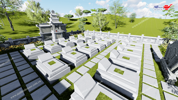 Mẫu lăng mộ bằng đá thiết kế 3D ở Thái Nguyên của Ninh Bình Stone