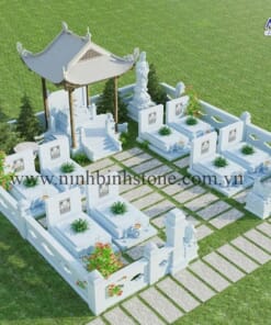 Mẫu lăng mộ đá trắng đẹp dáng hiện đại NBS-LMD310