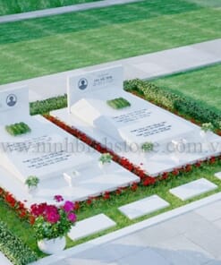 Mẫu mộ đôi đá trắng không mái NBS-MĐĐ262