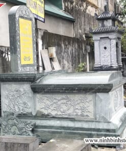 Mẫu mộ đá đơn không mái xanh rêu NBS-MĐKM238