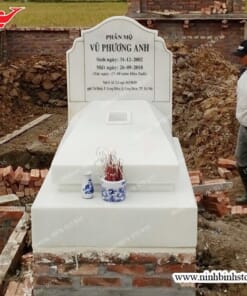Mẫu mộ đá trắng dáng đẹp NBS-MĐKM239
