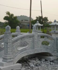 Mẫu cầu đá điêu khắc mây kết hợp trụ đá hoa sen