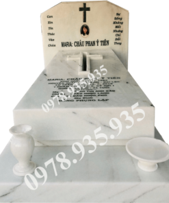 Mẫu mộ đá hoa cương đơn trắng NBS-MĐHC226