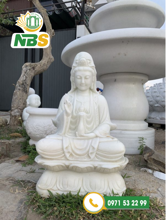 Tượng Phật Quan Âm ngồi đài sen giúp con người mang tâm hồn thanh tịnh