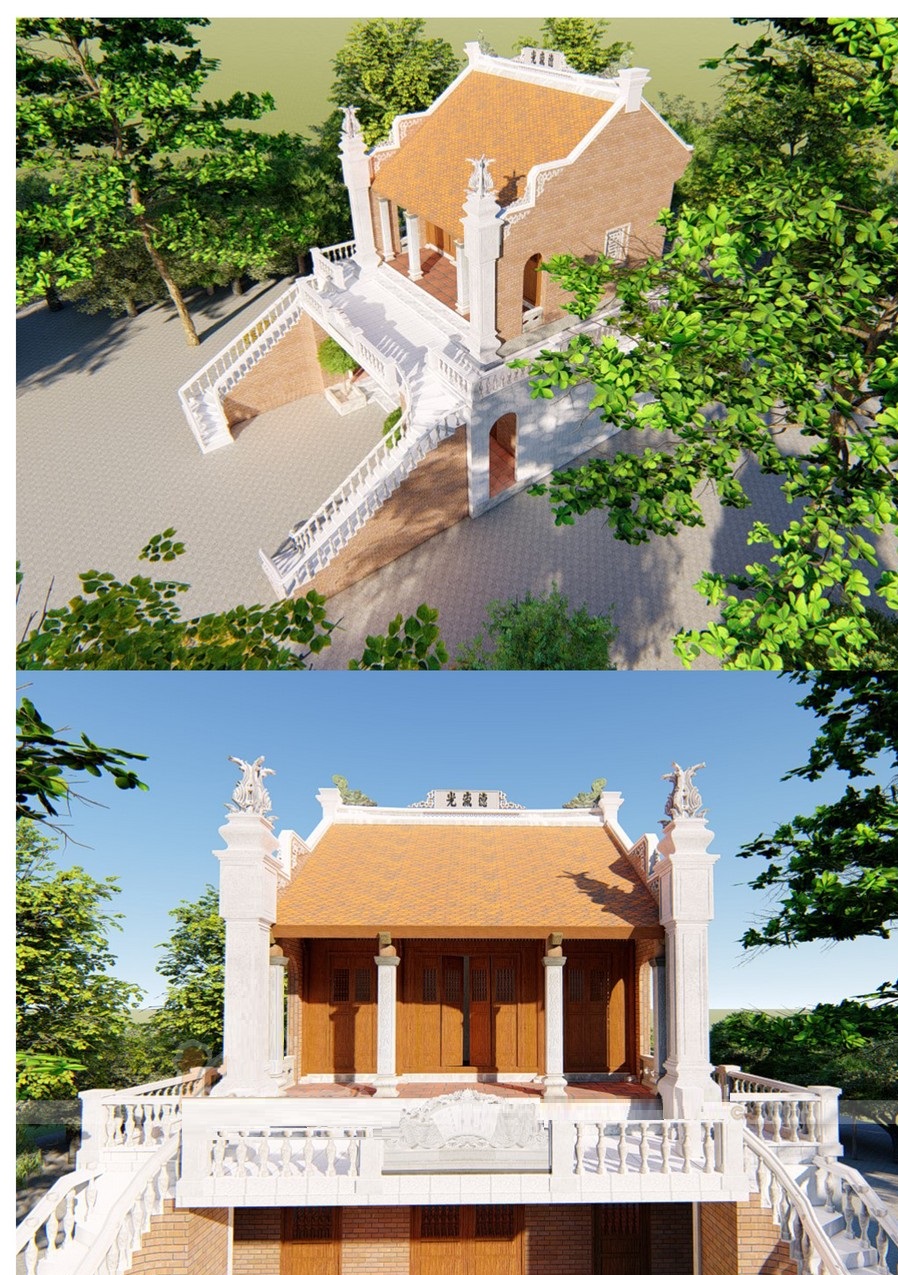 Mẫu nhà thờ diện tích nhỏ làm 2 tầng - Mẫu nhà từ đường diện tích nhỏ - các mẫu nhà thờ tộc đẹp