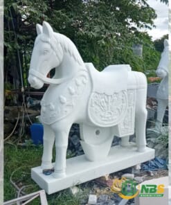Tượng ngựa đá trắng đẹp NBS-ND238