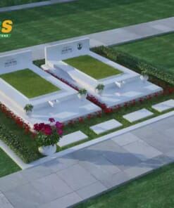 Mẫu mộ đôi bằng đá trắng NBS-MĐĐ272