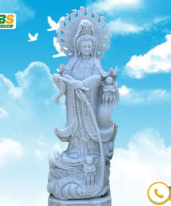 Tượng quan âm bằng đá nguyên khối NBS-TQA245
