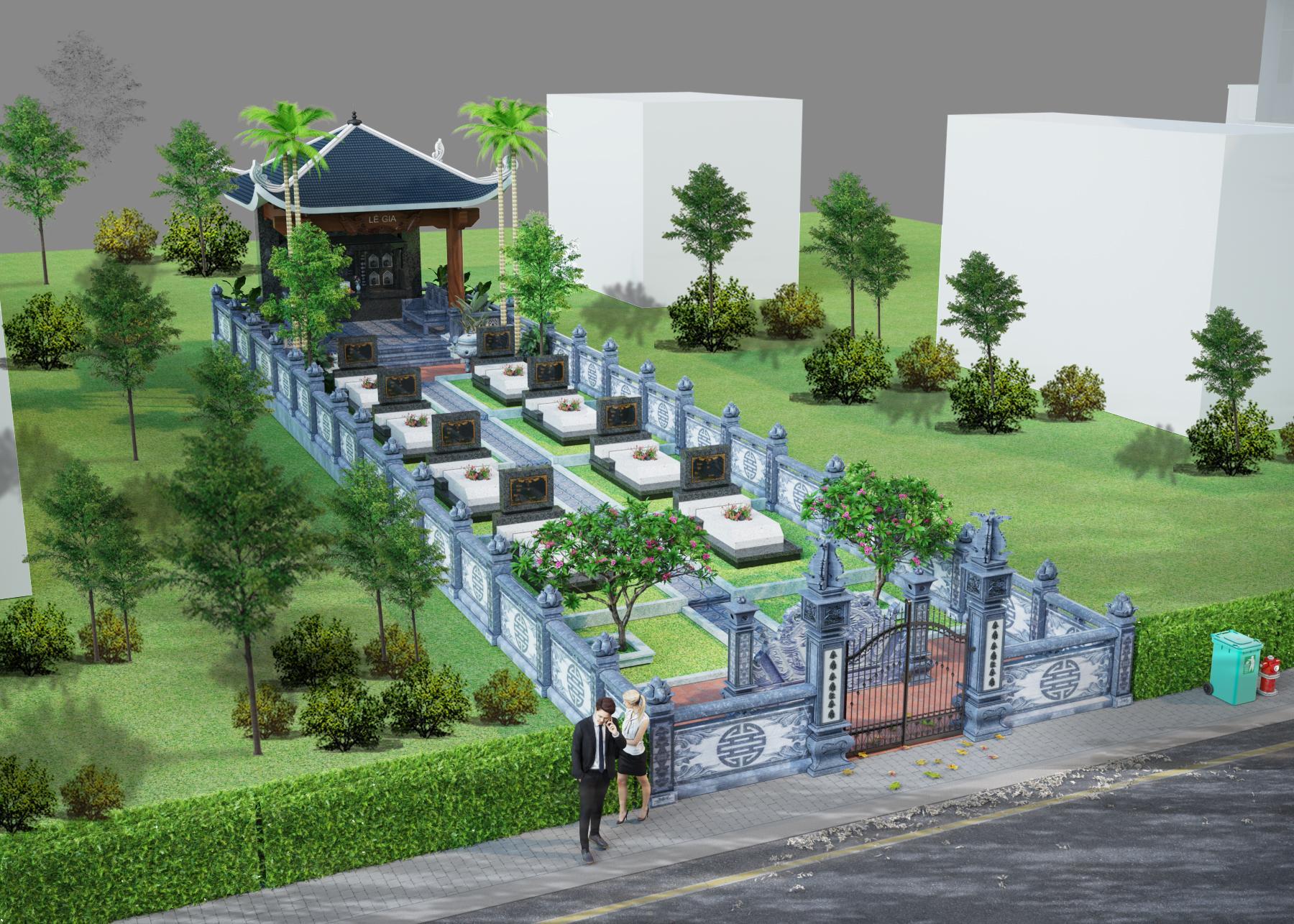 Bản vẽ nghĩa trang dòng họ - Khu lăng mộ đẹp nhất Việt Nam giúp giải đáp thắc mắc: Xây nghĩa trang gia đình phải xây những gì?