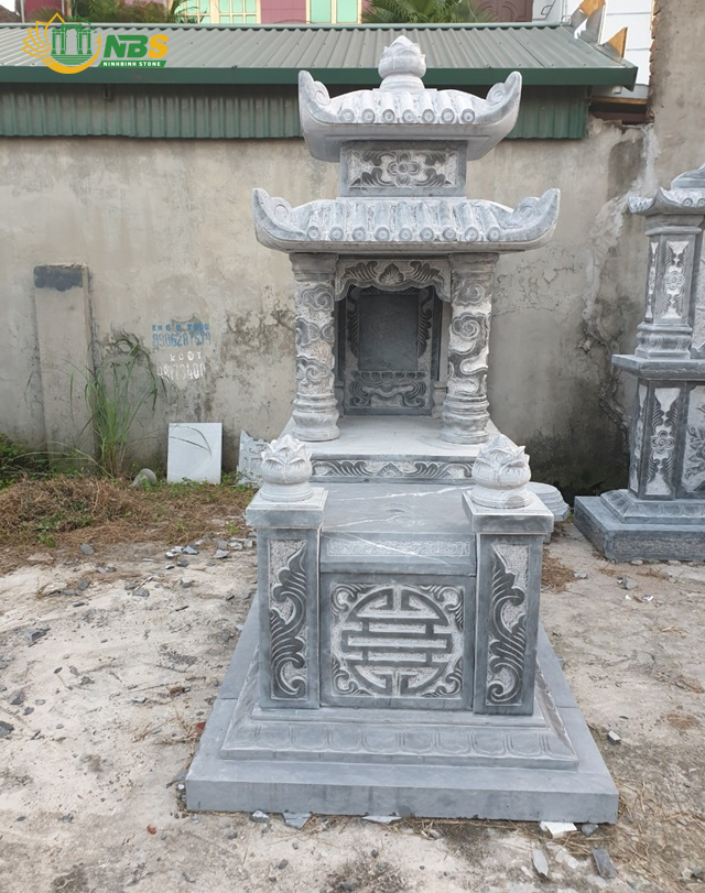 Mẫu mộ đá xanh đẹp có mái che của Ninh Bình Stone