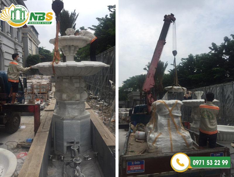 Ninh Bình Stone hoàn thiện Dự án thi công đài phun nước phần cảnh quan hạ tầng dự án D’.PALAIS DE LOUIS - Tân Hoàng Minh