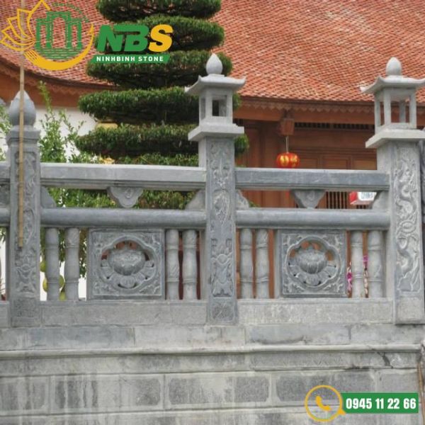 Lan can đá đền chùa hình hoa sen thanh tịnh