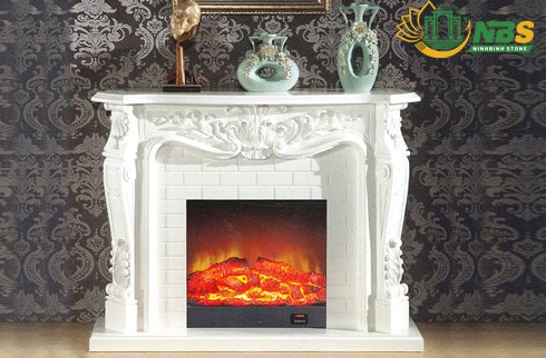 Mẫu lò sưởi đá đẹp, tinh tế trong từng chi tiết chạm khắc