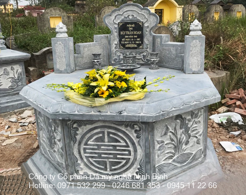 Đá xanh Thanh Hoá được ứng dụng phổ biến trong sản xuất mộ đá nói chung và mộ đá lục giác nói riêng