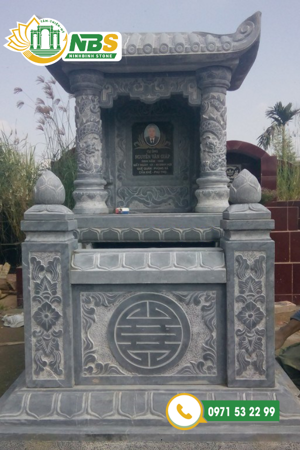 Mẫu lăng mộ đá một mái được chế tác bởi đội ngũ nghệ nhân Ninh Bình Stone