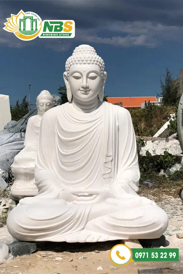 Tượng Phật Thích Ca bằng đá trắng NBS-TPTC 249