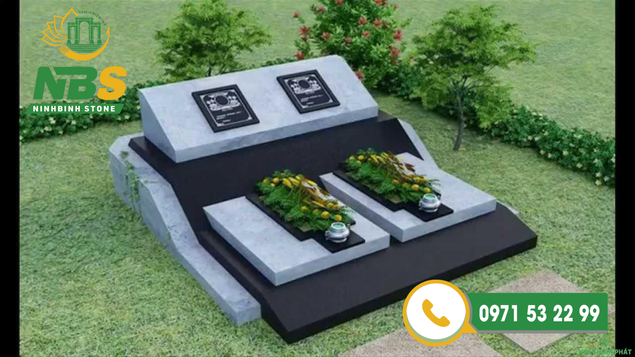 Mẫu mộ đôi thường dùng cho ông bà, cha mẹ, anh chị em song sinh